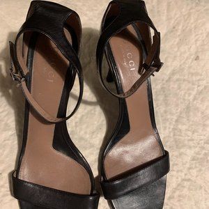 Gucci ankle strap heel black